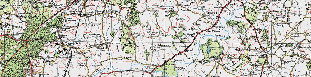 Old map of Stapleford Tawney in 1920