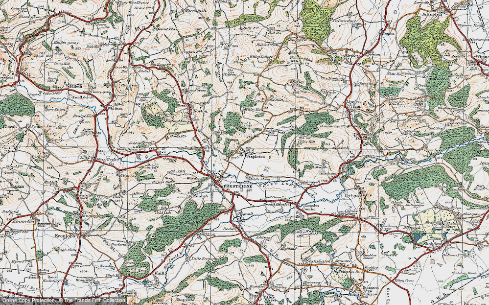 Old Map of Historic Map covering Boultibrooke in 1920