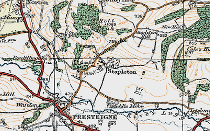 Old map of Boultibrooke in 1920