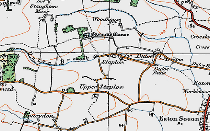 Old map of Staploe in 1919