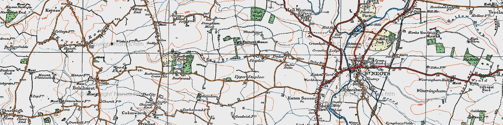 Old map of Staploe in 1919
