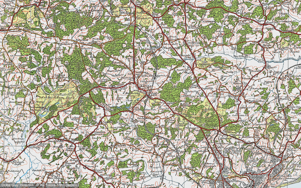 Old Map of Starr's Green, 1921 in 1921