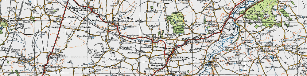 Old map of Starston in 1921