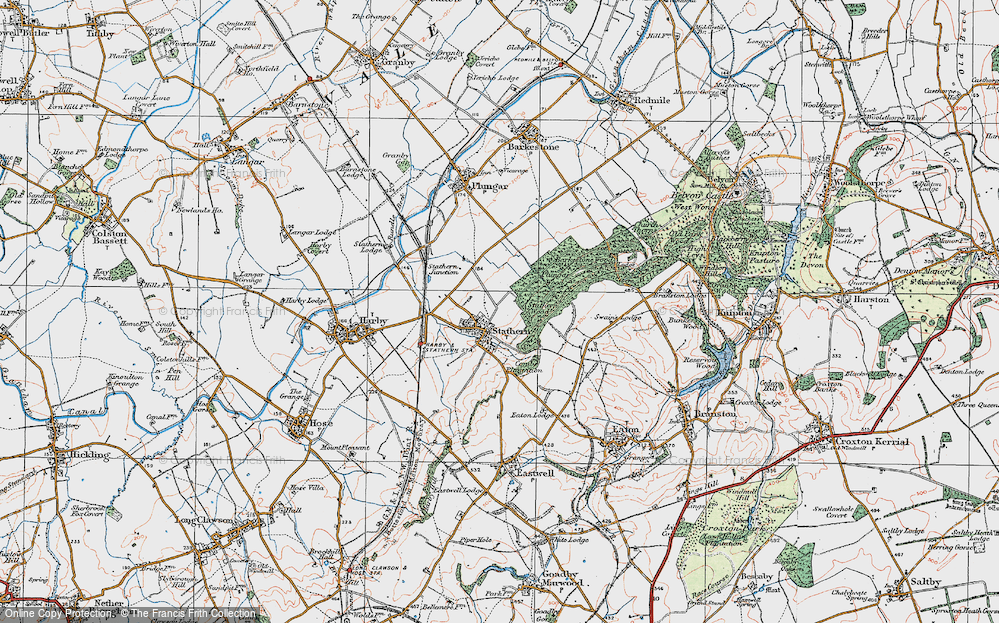 Old Map of Historic Map covering Barkestone Wood in 1921