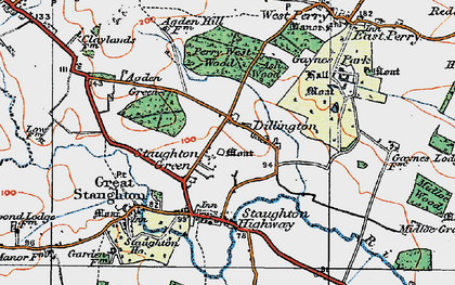 Old map of Staughton Green in 1919