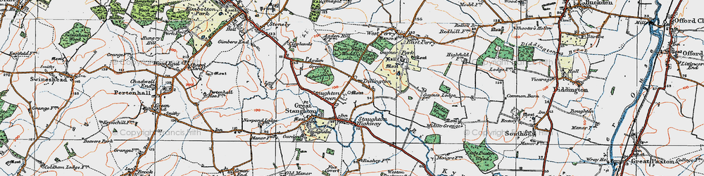 Old map of Staughton Green in 1919