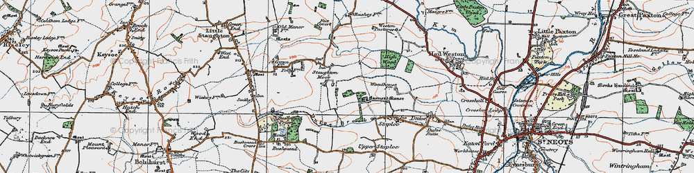Old map of Staughton Moor in 1919