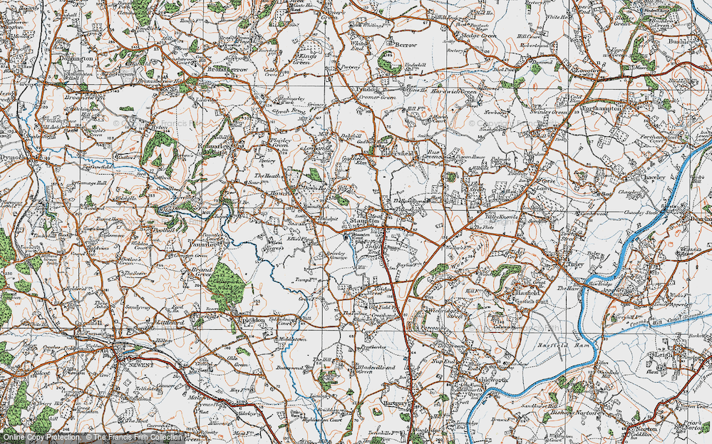Old Map of Historic Map covering Staunton Court in 1919