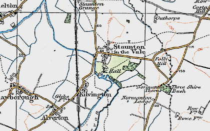 Old map of Staunton in the Vale in 1921
