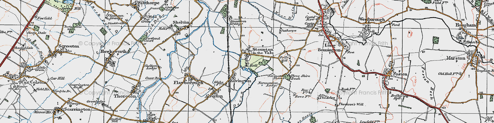 Old map of Staunton in the Vale in 1921