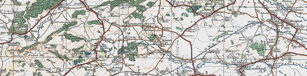 Old map of Staunton on Arrow in 1920