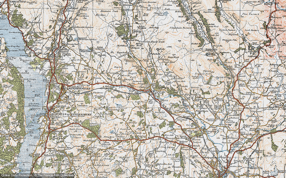 Old Map of Historic Map covering Brunt Knott in 1925