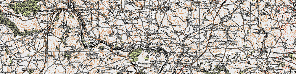 Old map of Staverton in 1919