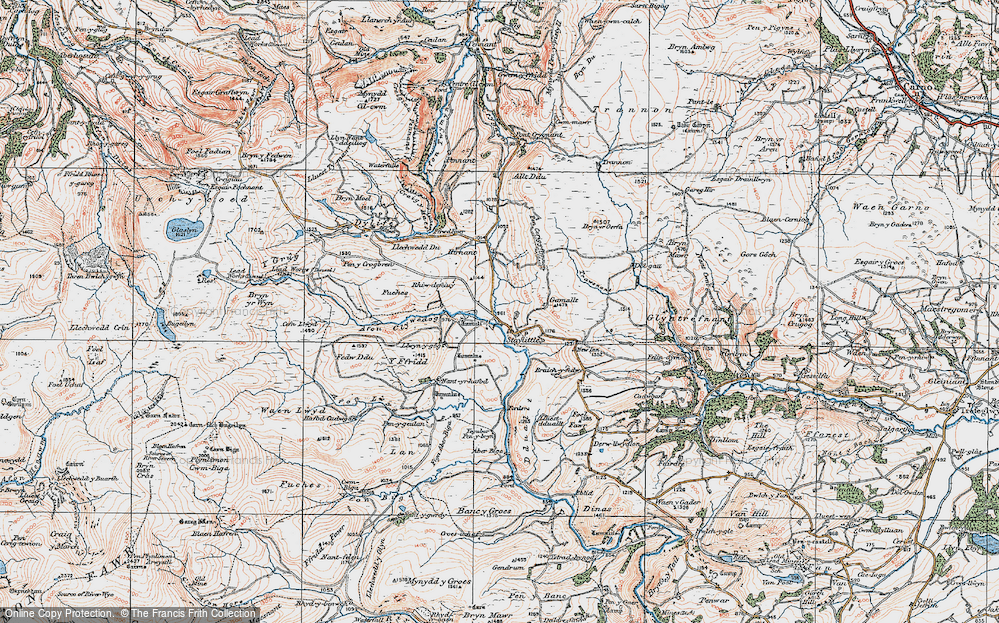 Old Map of Historic Map covering Bryn yr Oerfa in 1921