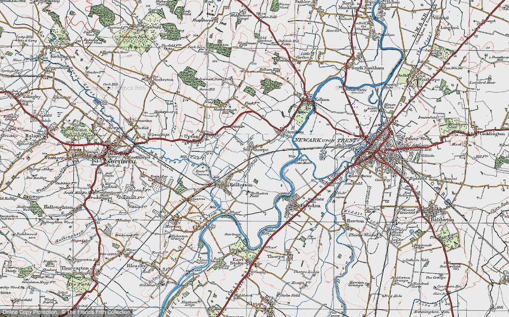 Old Map of Historic Map covering Staythorpe Power Station in 1921