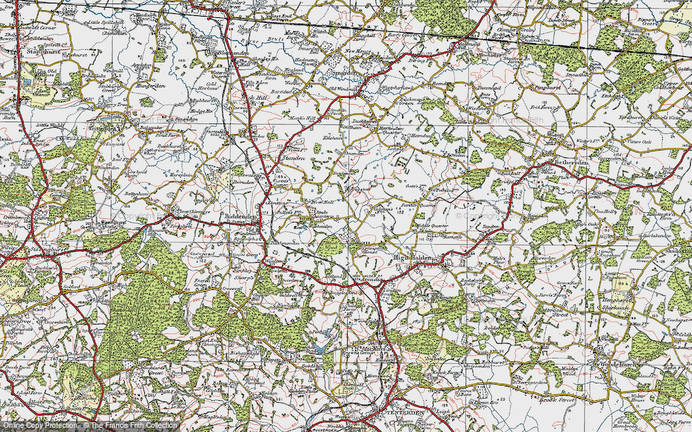 Old Map of Historic Map covering Washenden Manor in 1921