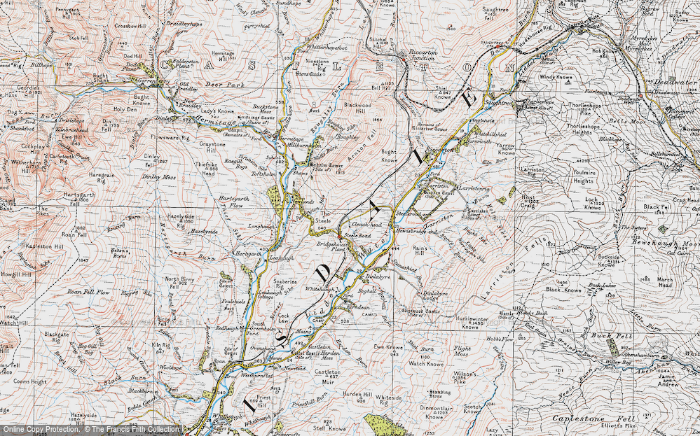 Old Map of Historic Map covering Arnton Fell in 1925