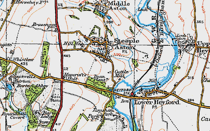 Old map of Steeple Aston in 1919