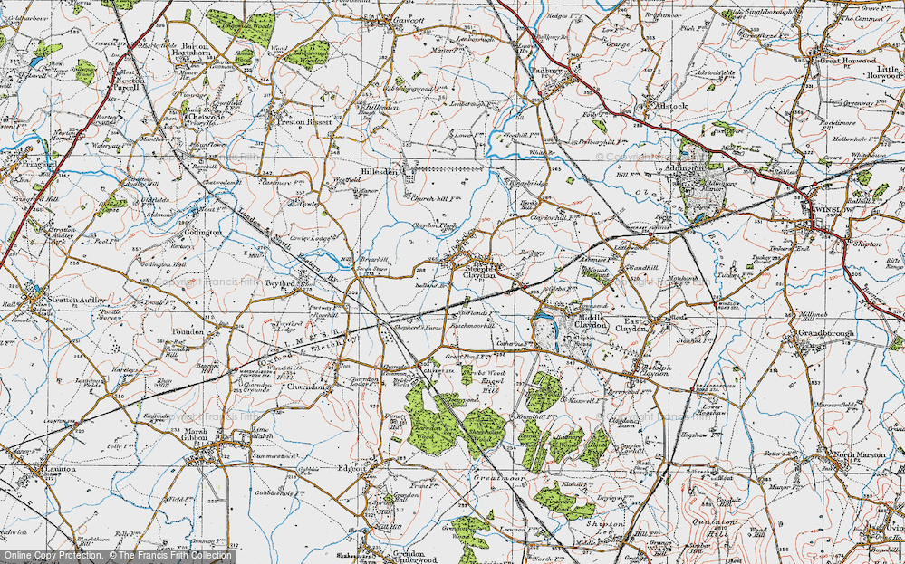 Old Map of Steeple Claydon, 1919 in 1919