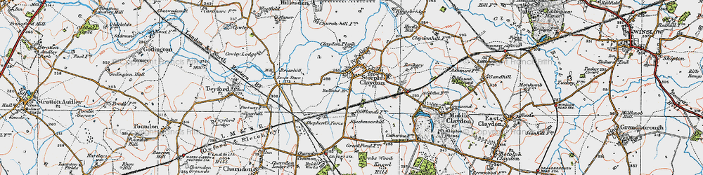 Old map of Steeple Claydon in 1919
