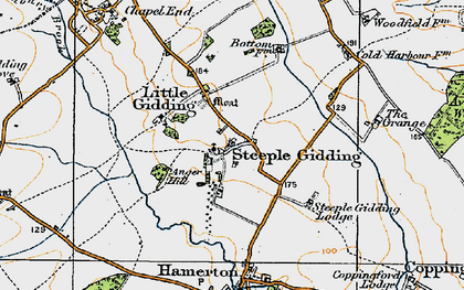 Old map of Steeple Gidding in 1920