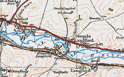 Old map of Steeple Langford in 1919
