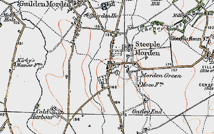 Old map of Steeple Morden in 1919