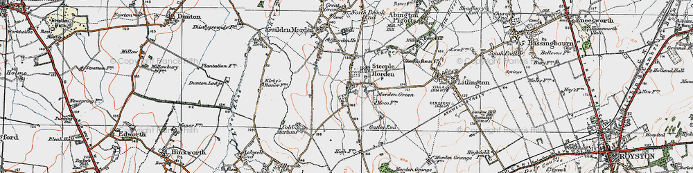 Old map of Steeple Morden in 1919