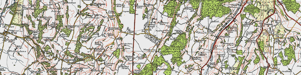 Old map of Stelling Minnis in 1920