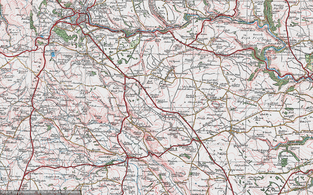 Old Map of Sterndale Moor, 1923 in 1923