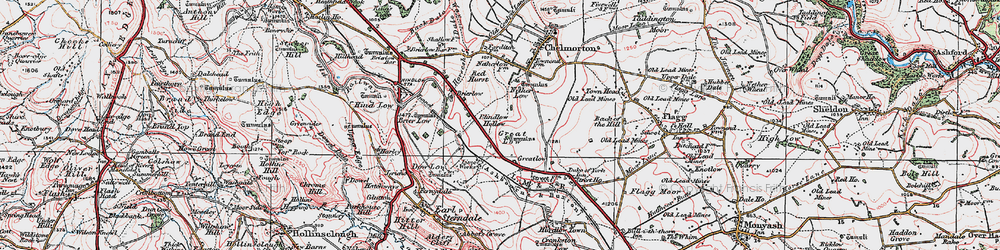 Old map of Sterndale Moor in 1923