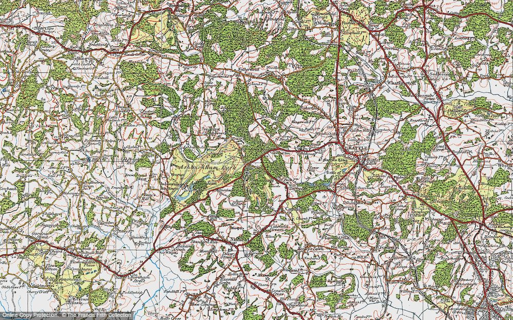 Old Map of Historic Map covering Beechdown Wood in 1921