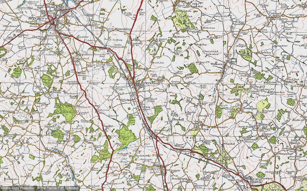 Old Map of Stevenage, 1920 in 1920