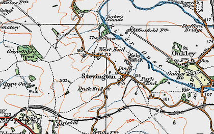 Old map of Stevington in 1919