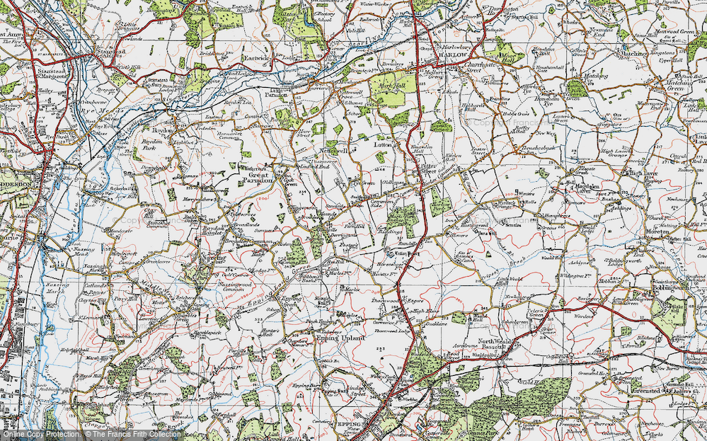 Old Map of Historic Map covering Latton Priory in 1919