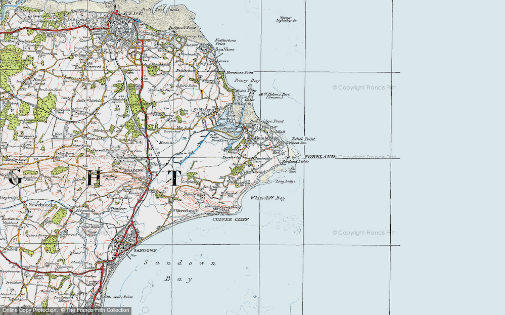 Old Map of Historic Map covering Bembridge Point in 1919