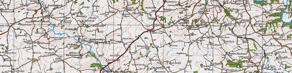 Old map of Stibb Cross in 1919