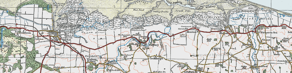 Old map of Stiffkey in 1921