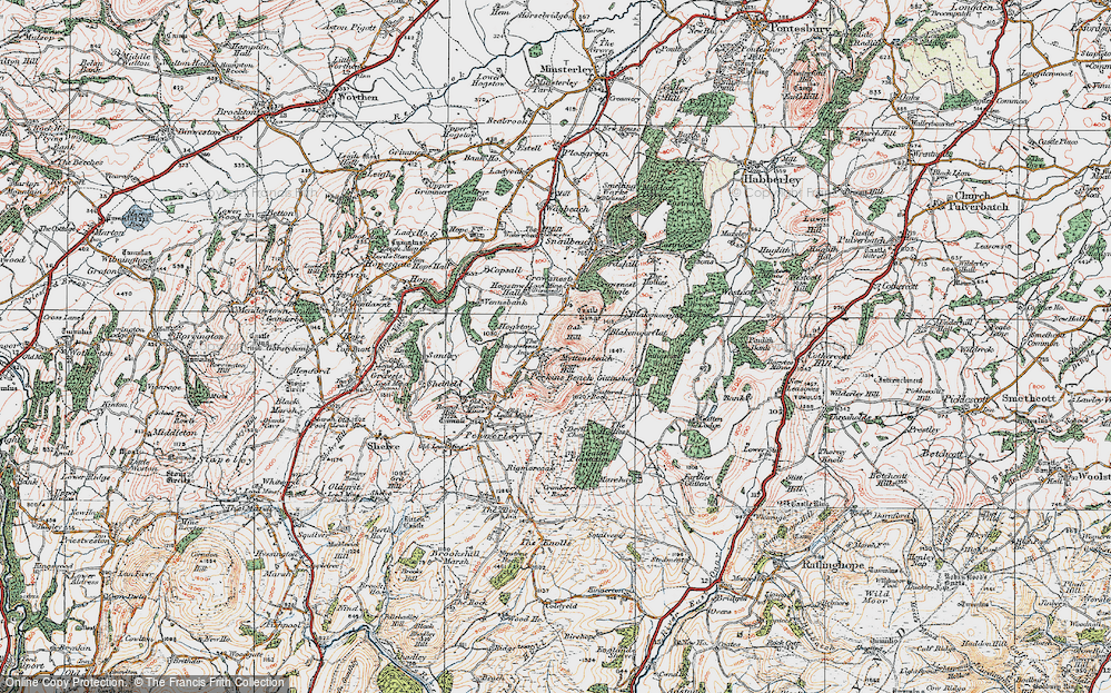 Old Map of Stiperstones, 1921 in 1921
