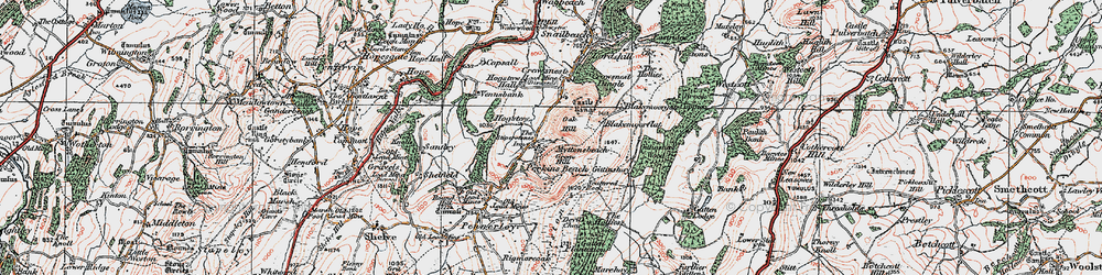 Old map of Stiperstones in 1921