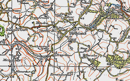 Old map of Stithians in 1919