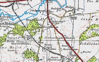Old map of Stoborough Green in 1919