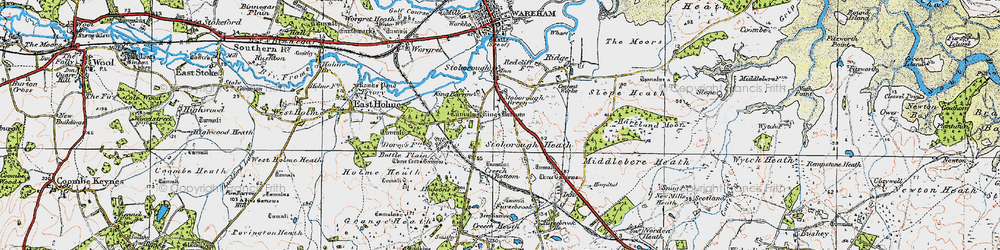 Old map of Stoborough Green in 1919