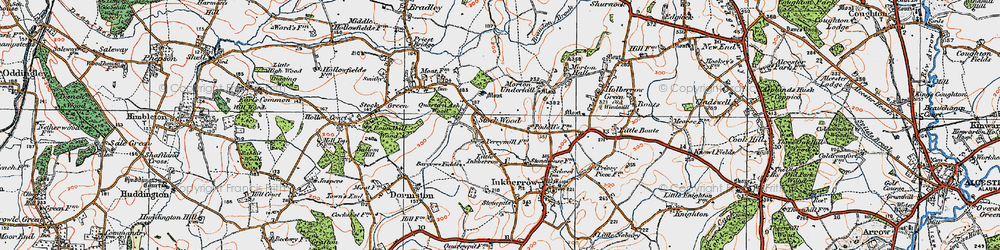 Old map of Stock Wood in 1919