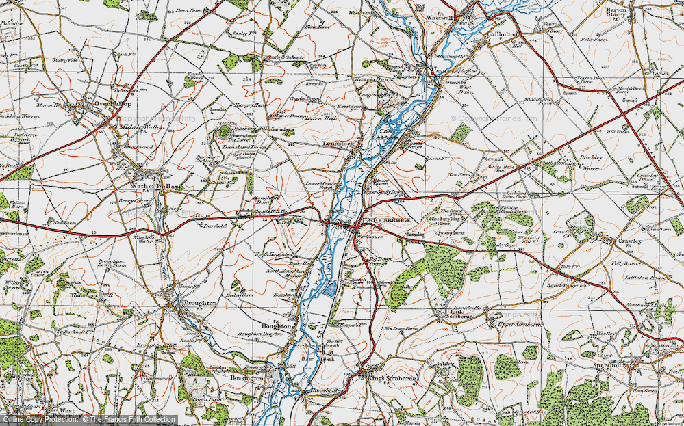 Old Map of Historic Map covering Houghton Down in 1919