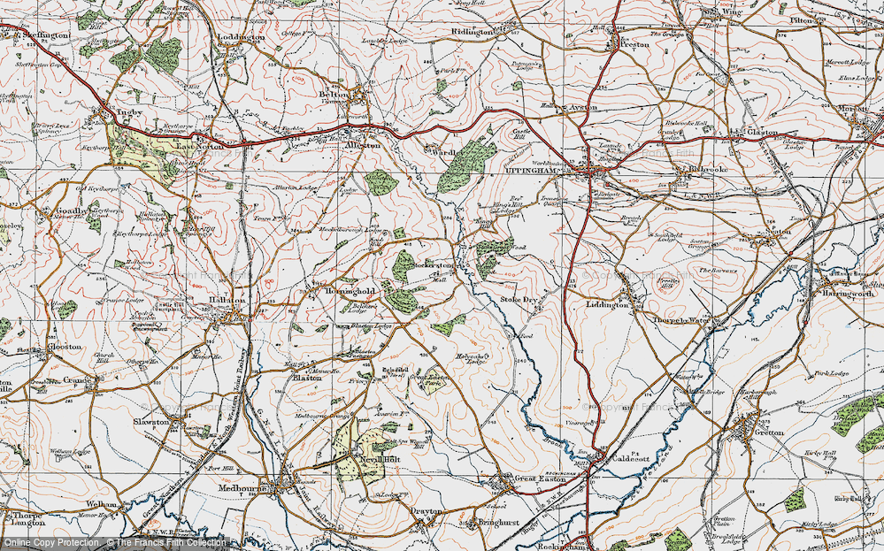 Old Map of Historic Map covering Bolt Wood in 1921