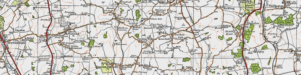 Old map of Stocking Pelham in 1919