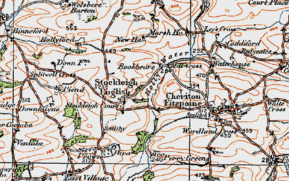 Old map of Stockleigh English in 1919