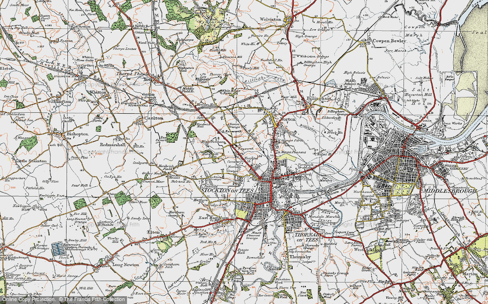 Old Map of Stockton-on-Tees, 1925 in 1925