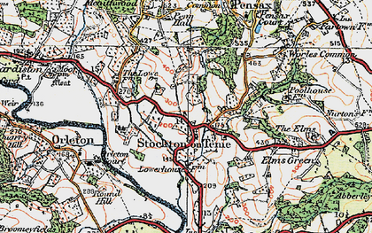 Old map of Stockton on Teme in 1920